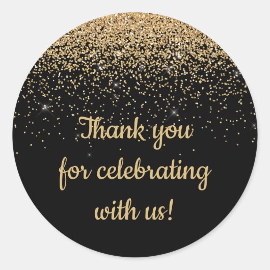 Sticker Rond Cadeau de fête d'anniversaire personnalisé Noir &  (Devant)