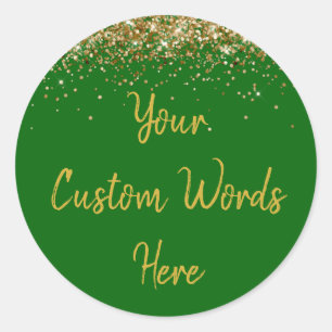 Sticker Rond Cadeau de fête d'anniversaire personnalisé vert ém