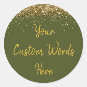 Sticker Rond Cadeau de fête d'anniversaire personnalisé vert ol