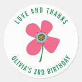 Sticker Rond Cadeau de fête d'anniversaire pour fille Chic Rose (Devant)