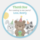Sticker Rond Cadeau de fête d'anniversaire pour les animaux de (Devant)