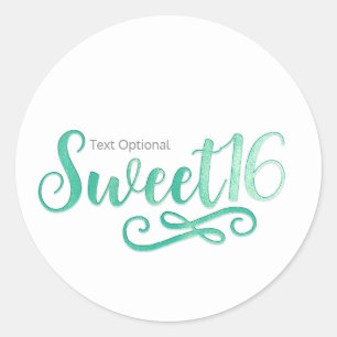 Sticker Rond Cadeau de fête d'anniversaire Sweet 16 Minty Green