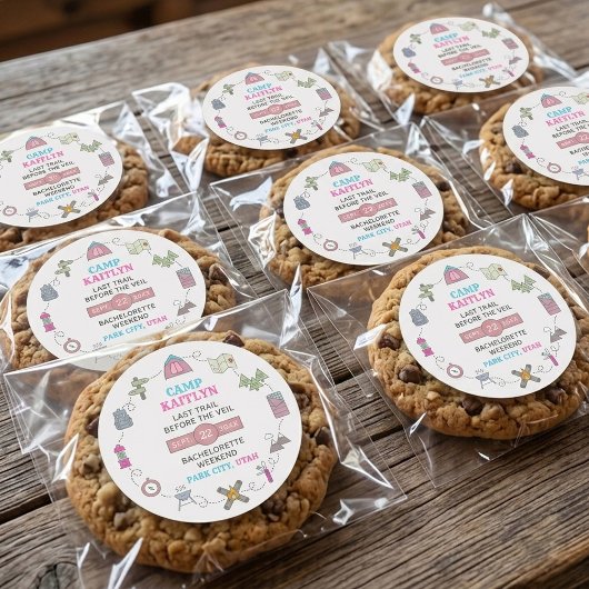 Sticker Rond Cadeau de fête de Bachelorette de Camp Bach Wilder