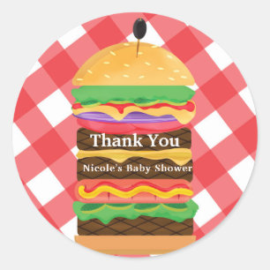Sticker Rond Cadeau de fête de barbecue de cuisson estivale de
