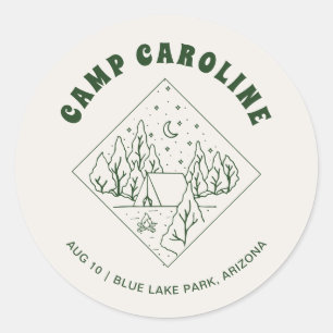 Sticker Rond Cadeau de fête de demoiselle d'honneur de camping