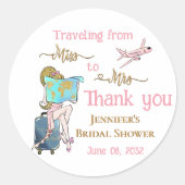 Sticker Rond Cadeau de Fête de Fiançailles de Miss à Mrs (Devant)