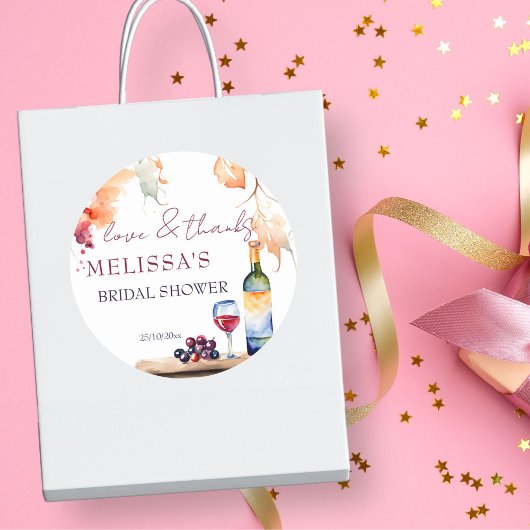 Sticker Rond Cadeau de fête de fiançailles de vignoble Vino ava