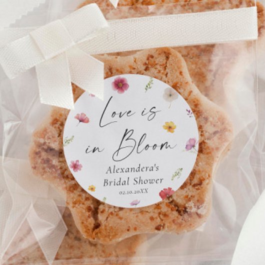 Sticker Rond Cadeau de fête de fiançailles Fleurs de l'amour