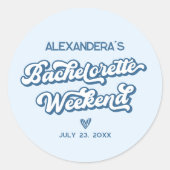 Sticker Rond Cadeau de Fête de Fille de la Plage Bleue (Devant)