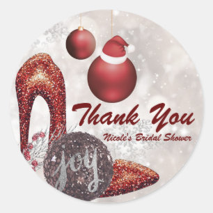 Sticker Rond Cadeau de fête de glamour de vacances de Noël