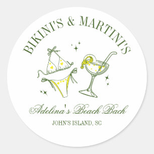 Sticker Rond Cadeau de fête de jeune fille à la plage Club Soci