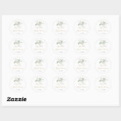 Sticker Rond Cadeau de Fête de Mariage Feuillage Vert Doré (Feuille)
