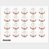 Sticker Rond Cadeau de Fête de Mariage Terracotta Floral Rustiq (Feuille)