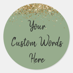 Sticker Rond Cadeau de fête personnalisé Anniversaire Sage Vert