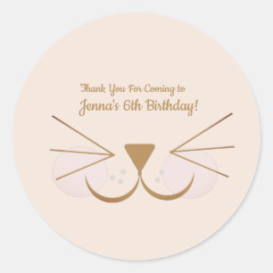 Sticker Rond Cadeau de fête visage de chaton chien chiot