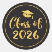 Sticker Rond Cadeau de fin d'études en Cercle de Script Doré Pr (Devant)