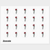 Sticker Rond Cadeau de fleurs roses - Squelette blanc main tena (Feuille)