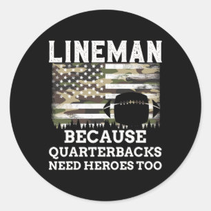 Sticker Rond Cadeau de football de lineman Drapeau américain pa