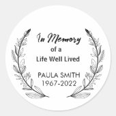 Sticker Rond Cadeau de funérailles en souvenir mémorial aimant (Devant)