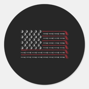 Sticker Rond Cadeau de golfeur américain patriotique Drapeau Us