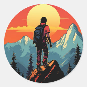 Sticker Rond Cadeau de grimpeur vintage de rock climing rétro