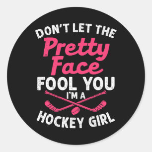 Sticker Rond Cadeau De Hockey Pour Femmes Joueuses De Hockey Su