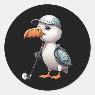 Sticker Rond Cadeau de jeu pour golfeur drôle oiseau albatros j