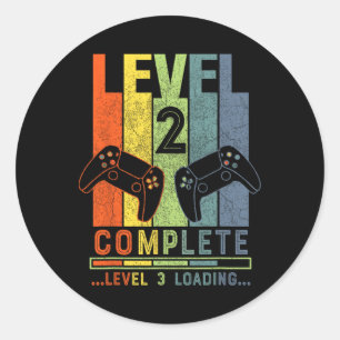 Sticker Rond Cadeau de joueur complet de niveau 2 2 ans Anniver