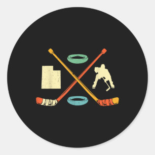 Sticker Rond Cadeau de joueur de hockey sur glace de l'Utah de