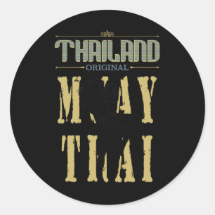 Sticker Rond Cadeau de kickboxing Muay Thai original de Thaïlan