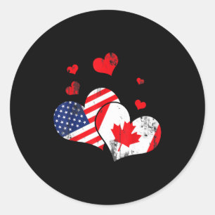 Sticker Rond Cadeau de la Saint-Valentin Feuille d'érable Canad
