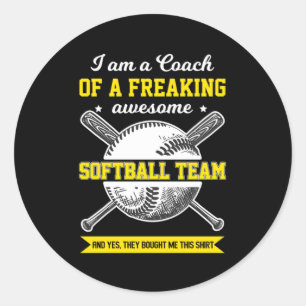 Sticker Rond Cadeau de l'entraîneur de softball Pitcher Catcher