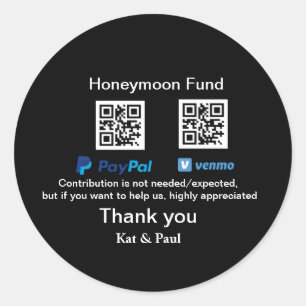Sticker Rond Cadeau de lune de miel PayPal Venmo code QR merci