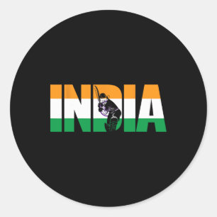 Sticker Rond Cadeau de maillot de cricket d'Inde pour les fans