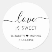Sticker Rond Cadeau de Mariage Amour est Sucré (Devant)