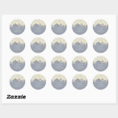 Sticker Rond Cadeau de mariage bleu personnalisé floral (Feuille)