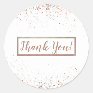 Sticker Rond Cadeau de mariage chic et moderne rose gold et ros