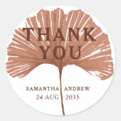 Sticker Rond Cadeau de mariage Chic Merci Terracotta Ginkgo (Devant)