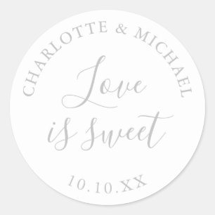 Sticker Rond Cadeau de mariage d'amour d'argent moderne est dou