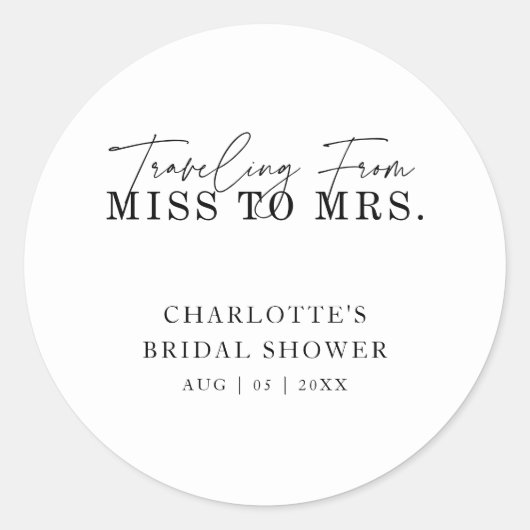 Sticker Rond Cadeau de Mariage: de Miss à Mrs (Devant)