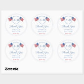 Sticker Rond Cadeau de mariage de monogramme de drapeau USA Pre (Feuille)