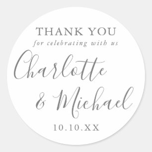 Sticker Rond Cadeau de mariage élégant avec signature de remerc