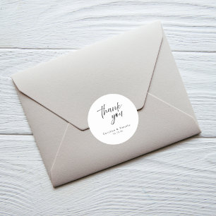 Sticker Rond Cadeau de mariage élégant en noir et blanc & Sceau