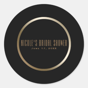 Sticker Rond Cadeau de mariage élégant et glamour noir et or