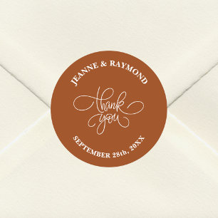 Sticker Rond Cadeau de Mariage en Terre Cuite Calligraphié Merc