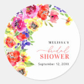 Sticker Rond Cadeau de mariage floral vibrant (Devant)
