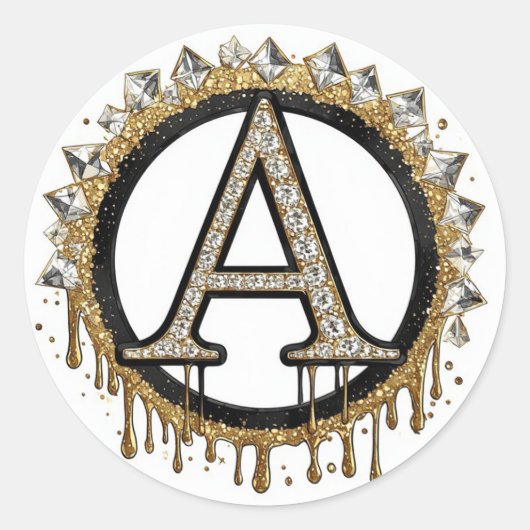 Sticker Rond Cadeau de mariage initial en or Monogramme perle (Devant)