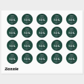 Sticker Rond Cadeau de mariage islamique en monogramme vert éme (Feuille)