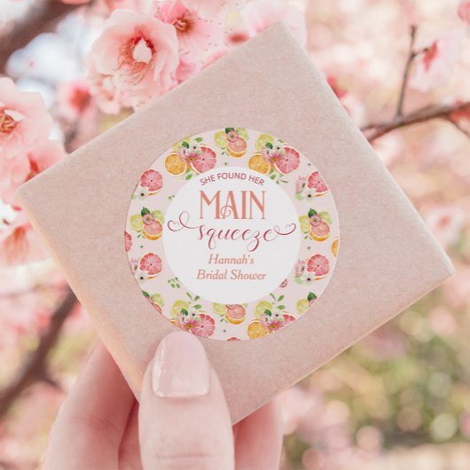 Sticker Rond Cadeau de mariage Main Squeeze Citrus
