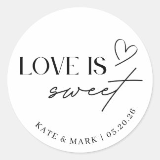 Sticker Rond Cadeau de mariage Minimaliste Love is Sweet